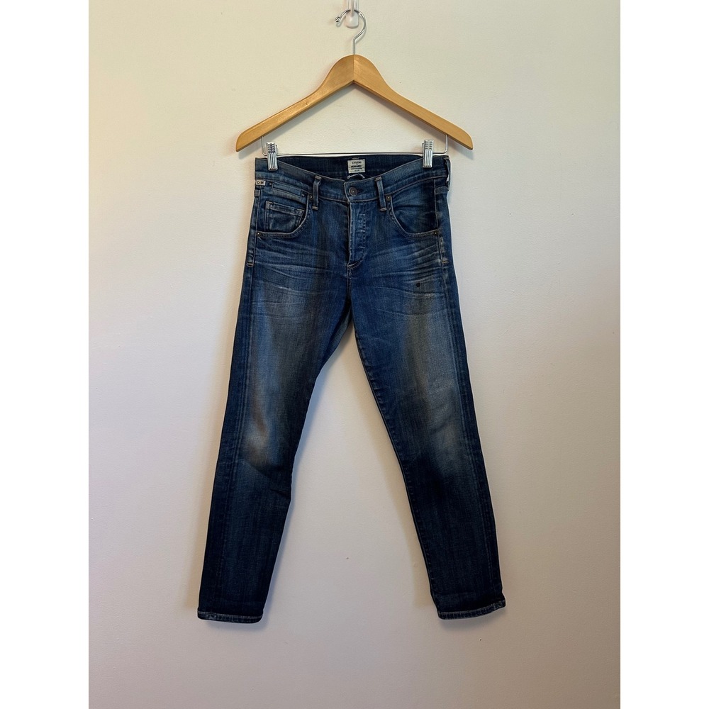 Citizens of Humanity Emerson Slim Boyfriend Jeans in Dark Wash Blue | Size 24